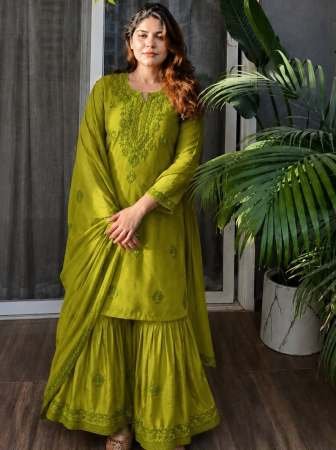 Wedding Mehendi Wear Sharara Suit