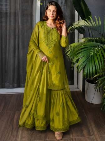 Wedding Mehendi Wear Sharara Suit