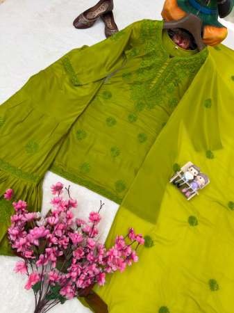 Wedding Mehendi Wear Sharara Suit