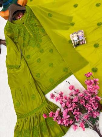 Wedding Mehendi Wear Sharara Suit