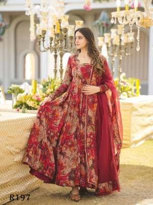 Wedding Muslin Maxi Gown With Dupatta