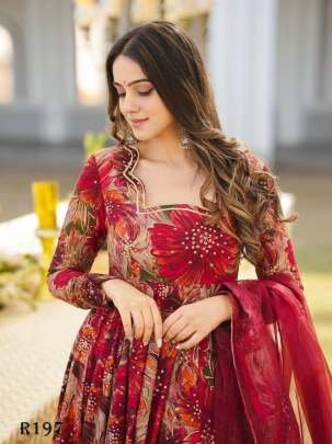 Wedding Muslin Maxi Gown With Dupatta