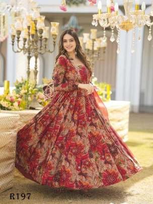 Wedding Muslin Maxi Gown With Dupatta