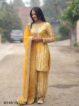 Wedding Ready To Wear Pure Chinon Silk Patiala Salwar Suits