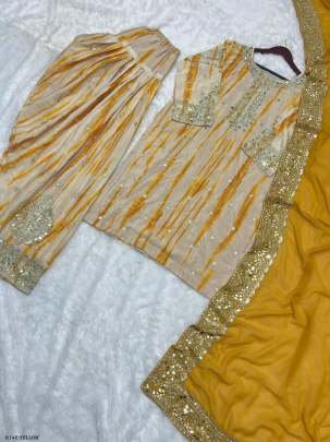 Wedding Ready To Wear Pure Chinon Silk Patiala Salwar Suits