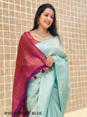 Wedding Sky Blue Pure Silk Saree