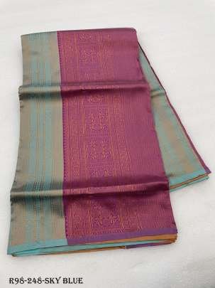 Wedding Sky Blue Pure Silk Saree