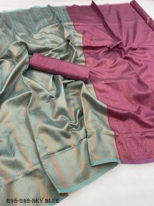 Wedding Sky Blue Pure Silk Saree