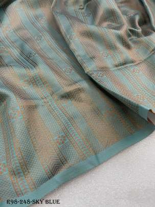 Wedding Sky Blue Pure Silk Saree