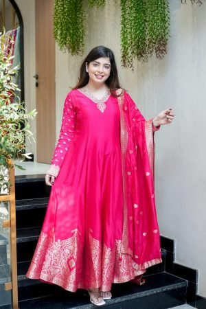 Wedding Special Banarasi Chanderi Anarkali Suit for Women