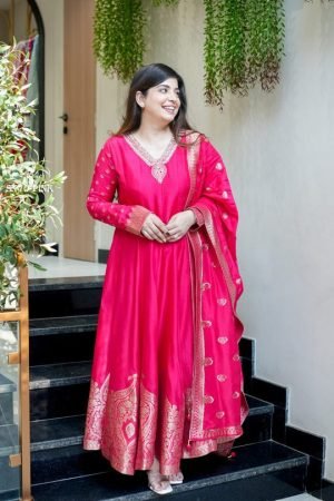 Wedding Special Banarasi Chanderi Anarkali Suit for Women