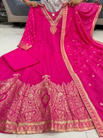Wedding Special Banarasi Chanderi Anarkali Suit for Women