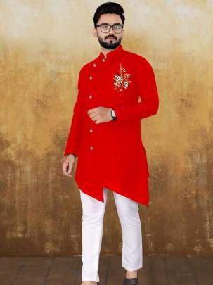 Wedding Special Cotton Red Kurta Pyjama