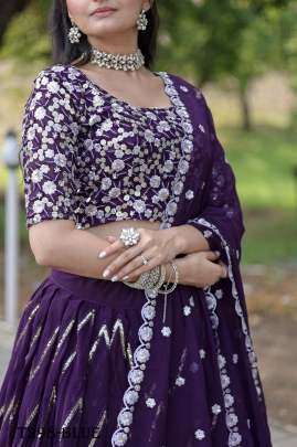 Wedding Wear Best Purple Blooming Lehenga Choli