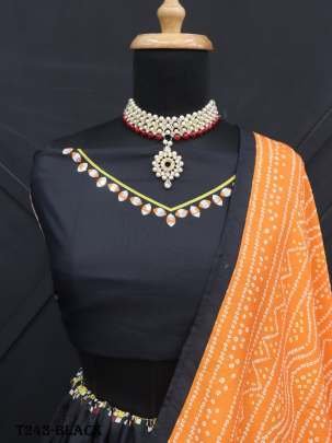 Wedding Wear Black Muslin Cotton Lehenga Choli