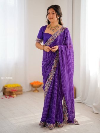 Wedding Wear Faux Georgette Badhani Print Saree