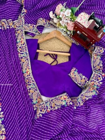 Wedding Wear Faux Georgette Badhani Print Saree