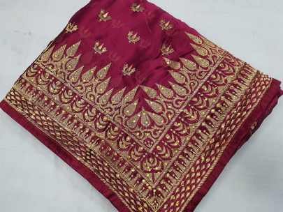 Wedding Wear Georgette Embroidered Jari Saree with Stone work