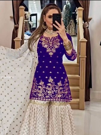 Wedding Wear Heavy Embroidered Sharara Suit for Women