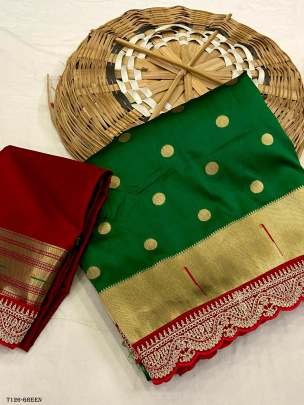 Wedding Wear Kanchi Green Soft Silk Saree For Women Wear