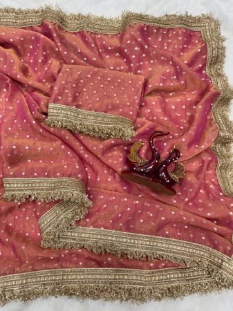 Wedding Wear Moss Silk Jacquard Butti Saree
