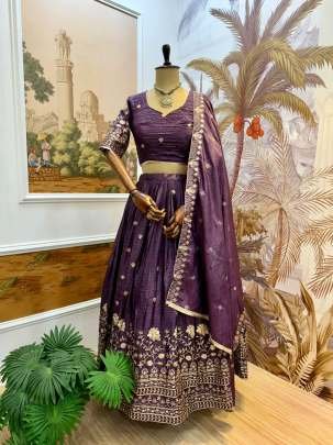 Wedding Wear Purple  Colour Lehenga Choli Set