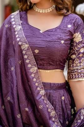 Wedding Wear Purple  Colour Lehenga Choli Set