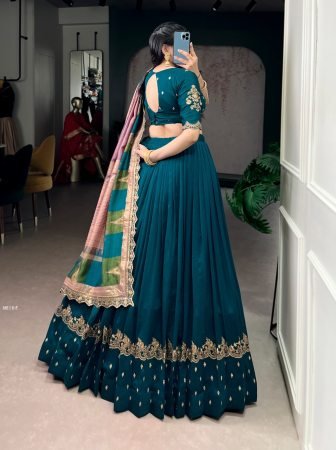 Wedding Wear Rama Lehenga Choli With Beautiful Dupatta