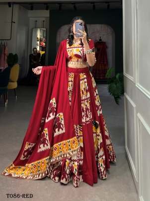 Wedding Wear Red Rayon Lehenga Choli Set