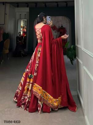 Wedding Wear Red Rayon Lehenga Choli Set