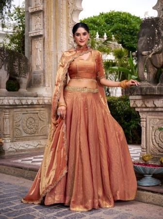 Wedding Wear Rust Ornage Lehenga Choli 