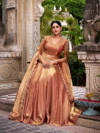 Wedding Wear Rust Ornage Lehenga Choli