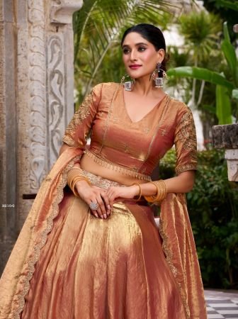 Wedding Wear Rust Ornage Lehenga Choli