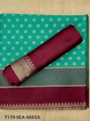 Wedding Wear Sea Green Soft Lichi Slik Saree