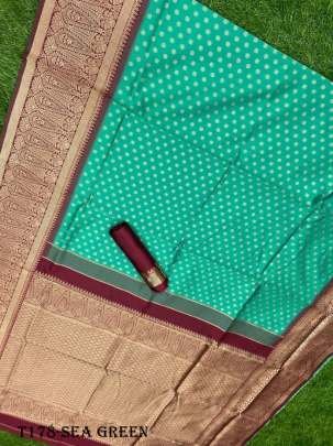 Wedding Wear Sea Green Soft Lichi Slik Saree