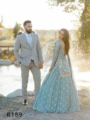 Wedding Wear Sequence Embroidered Top With 3 MTR Skirts