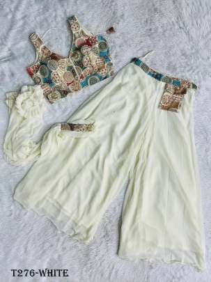Wedding Wear White Georgette Indo Western Dress