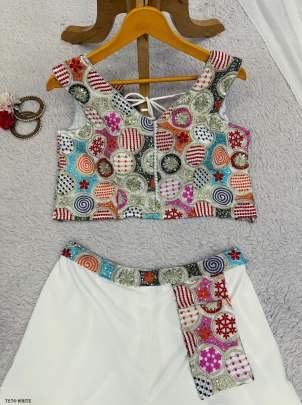 Wedding Wear White Georgette Indo Western Dress