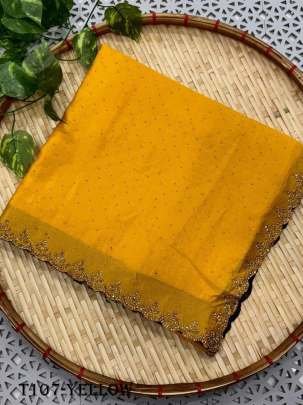 Wedding Wear Yellow Pure Organic Silk Saree With Jarkan Work