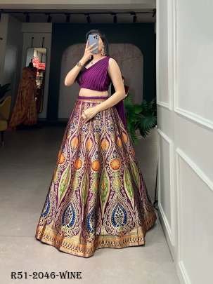 Wedding Wine Urvika Banrasi Silk Lehenga Choli