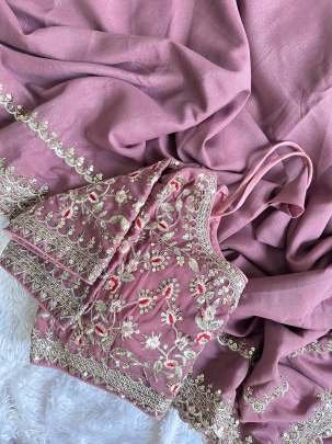 Weightless Onion Pink Georgette Saree