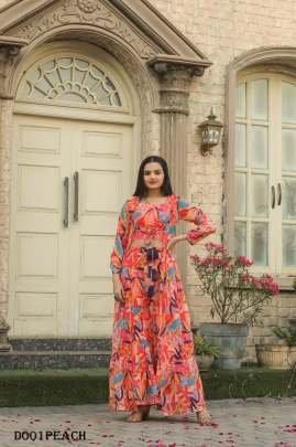 Western Style Printed Georgette Palazzo Shrug With Blouse Indowestern