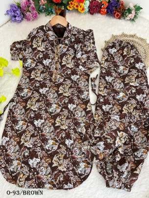 Western Style Roman Silk Brown Co ord Set