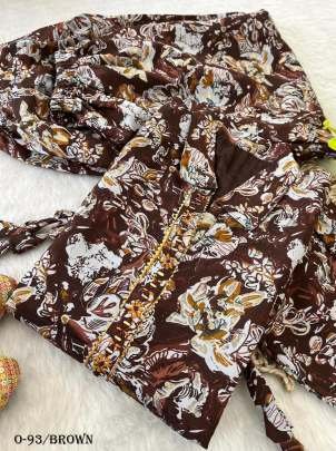 Western Style Roman Silk Brown Co ord Set