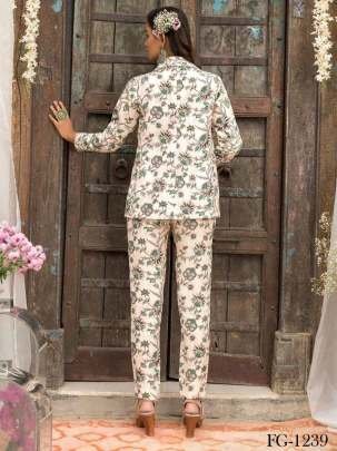 White Attractive and Uniqe Magic Cotton Cord Set With Jacket