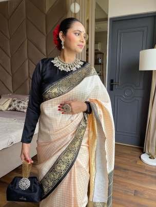 White Attractive Soft Lichi Silk Saree With Jacquard Border