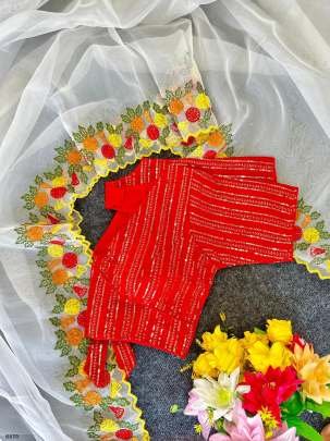 White Embroidery Pure Organza Saree With Stitch Blouse