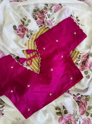 White Fancy Handwork Soft Dhahi Silk Organza Saree With Readymade Blouse