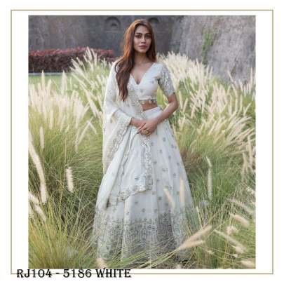White Faux Georgette  Heavy Embroidery Sequence Work Lehenga Choli With Dupatta