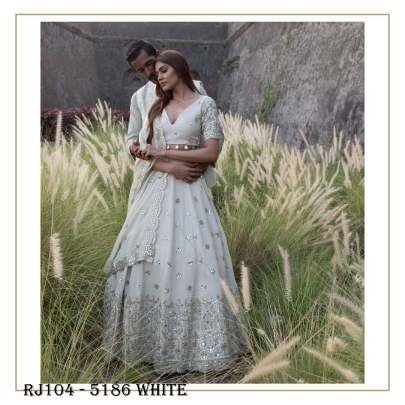 White Faux Georgette  Heavy Embroidery Sequence Work Lehenga Choli With Dupatta